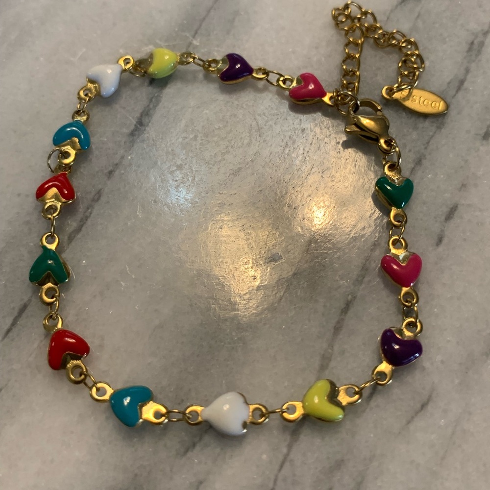 Colorful Stainless Steel Heart Bracelet